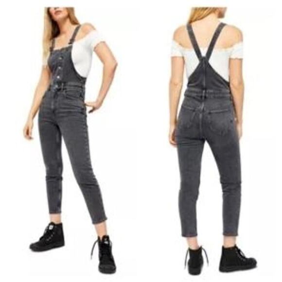 Free People  Women’s Jumpsuit Overall Denim Jeans with Pockets Size 25 - Picture 1 of 11
